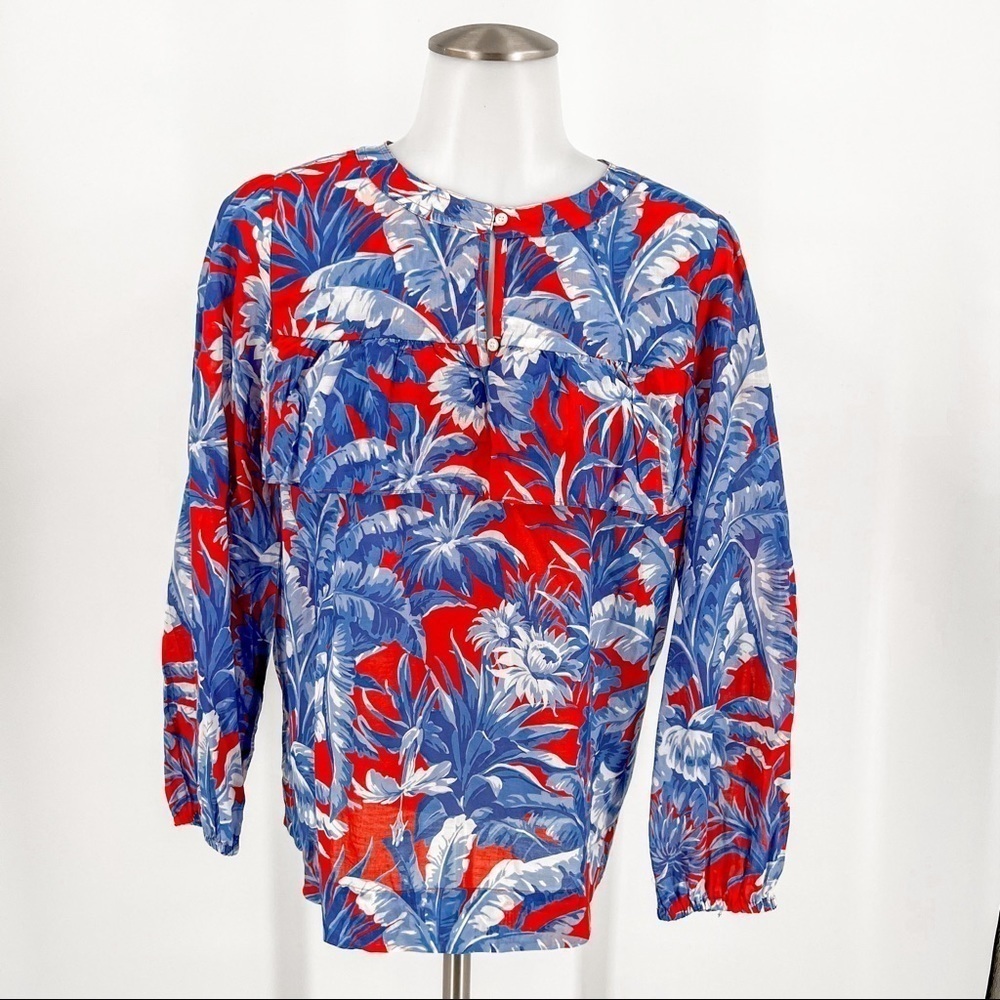 J. Crew Long-Sleeve Ruffle Top Ratti Rio Floral